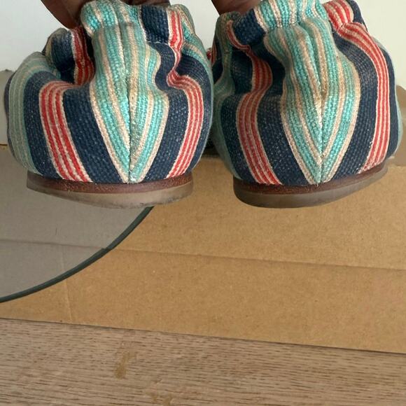 TORY BURCH Reva Printed Canvas Bauer Striped Ballet Flats-Women 7.5 - Picture 7 of 11